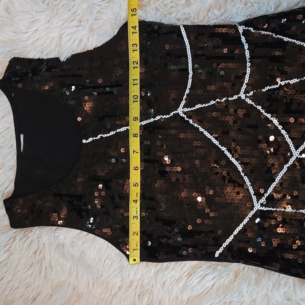 Black Spider Web Sequin  Dress - Picture 2 of 5